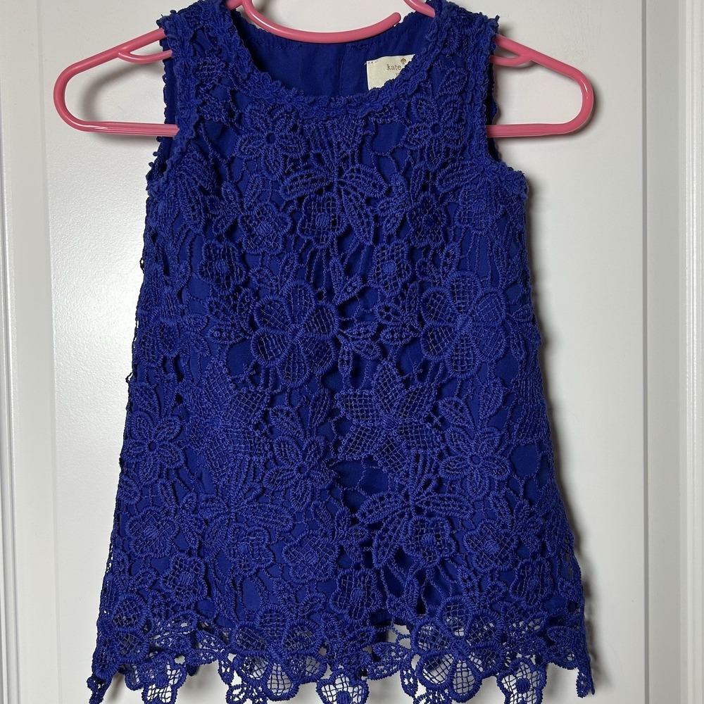 Kate Spade New York Baby Cobalt Blue Floral Guipure Lace‎ Sleeveless Shift Dress